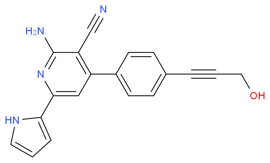 2-amino-4-[4-(3-hydroxyprop-1-yn-1-yl)phenyl]-6-(1H-pyrrol-2-yl)nicotinonitrile_Molecular_structure_CAS_)