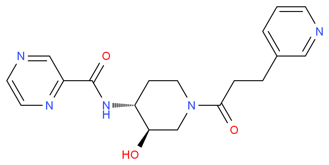 N-[(3R*,4R*)-3-hydroxy-1-(3-pyridin-3-ylpropanoyl)piperidin-4-yl]pyrazine-2-carboxamide_Molecular_structure_CAS_)