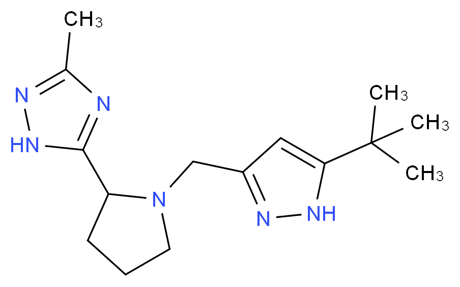 5-{1-[(5-tert-butyl-1H-pyrazol-3-yl)methyl]pyrrolidin-2-yl}-3-methyl-1H-1,2,4-triazole_Molecular_structure_CAS_)