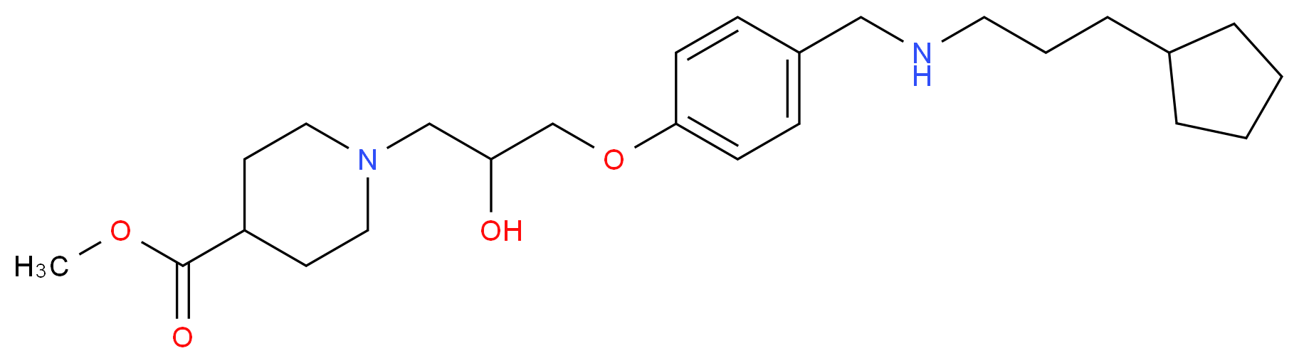 methyl 1-[3-(4-{[(3-cyclopentylpropyl)amino]methyl}phenoxy)-2-hydroxypropyl]-4-piperidinecarboxylate_Molecular_structure_CAS_)