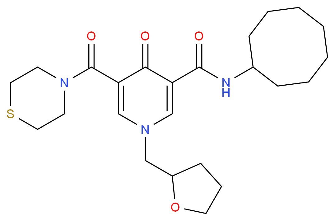 N-cyclooctyl-4-oxo-1-(tetrahydro-2-furanylmethyl)-5-(4-thiomorpholinylcarbonyl)-1,4-dihydro-3-pyridinecarboxamide_Molecular_structure_CAS_)