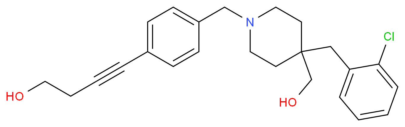 4-(4-{[4-(2-chlorobenzyl)-4-(hydroxymethyl)-1-piperidinyl]methyl}phenyl)-3-butyn-1-ol_Molecular_structure_CAS_)
