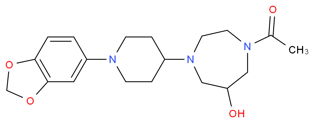 1-acetyl-4-[1-(1,3-benzodioxol-5-yl)-4-piperidinyl]-1,4-diazepan-6-ol_Molecular_structure_CAS_)