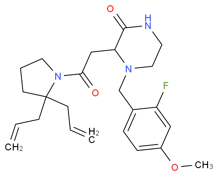 3-[2-(2,2-diallyl-1-pyrrolidinyl)-2-oxoethyl]-4-(2-fluoro-4-methoxybenzyl)-2-piperazinone_Molecular_structure_CAS_)