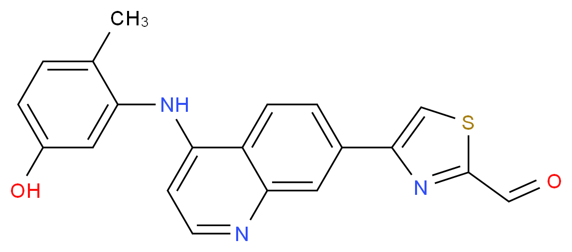 4-{4-[(5-hydroxy-2-methylphenyl)amino]quinolin-7-yl}-1,3-thiazole-2-carbaldehyde_Molecular_structure_CAS_)