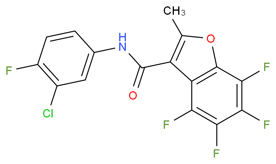 N3-(3-chloro-4-fluorophenyl)-4,5,6,7-tetrafluoro-2-methylbenzo[b]furan-3-carboxamide_Molecular_structure_CAS_)