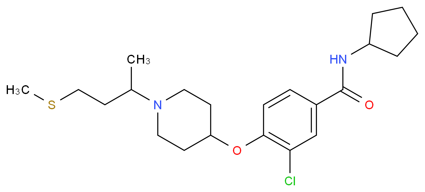 3-chloro-N-cyclopentyl-4-({1-[1-methyl-3-(methylthio)propyl]-4-piperidinyl}oxy)benzamide_Molecular_structure_CAS_)