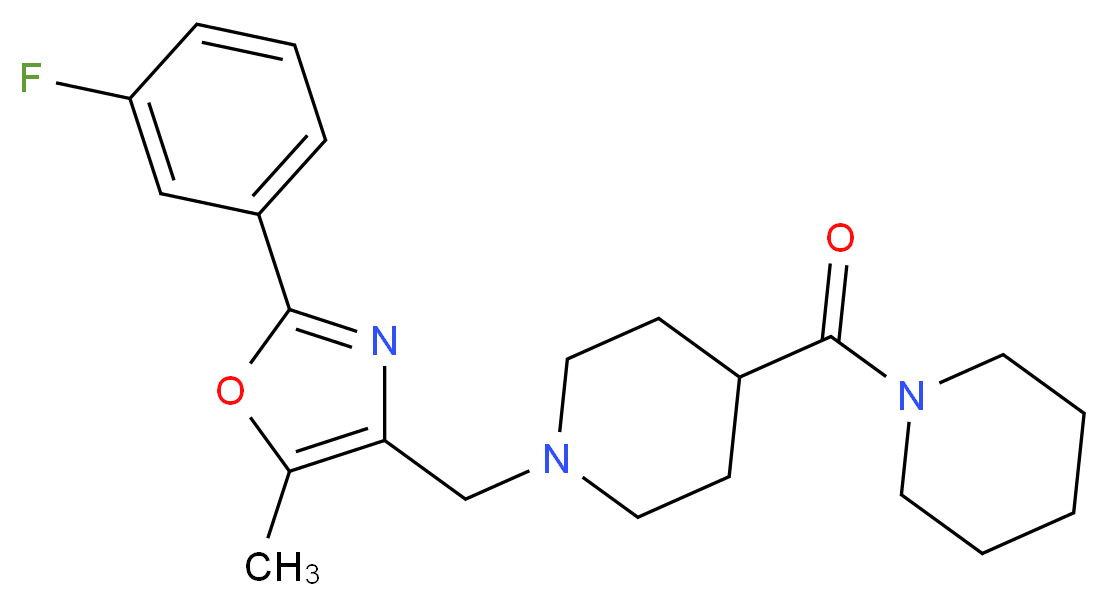1-{[2-(3-fluorophenyl)-5-methyl-1,3-oxazol-4-yl]methyl}-4-(1-piperidinylcarbonyl)piperidine_Molecular_structure_CAS_)