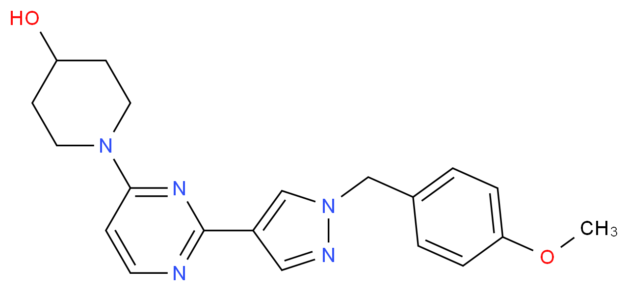 1-{2-[1-(4-methoxybenzyl)-1H-pyrazol-4-yl]pyrimidin-4-yl}piperidin-4-ol_Molecular_structure_CAS_)