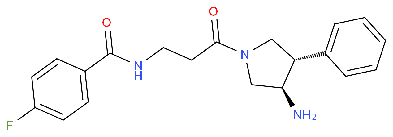 N-{3-[(3R*,4S*)-3-amino-4-phenylpyrrolidin-1-yl]-3-oxopropyl}-4-fluorobenzamide (non-preferred name)_Molecular_structure_CAS_)