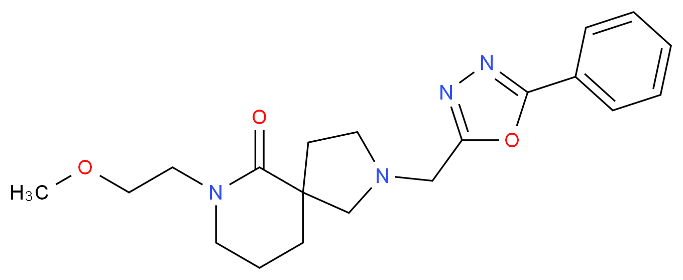 7-(2-methoxyethyl)-2-[(5-phenyl-1,3,4-oxadiazol-2-yl)methyl]-2,7-diazaspiro[4.5]decan-6-one_Molecular_structure_CAS_)