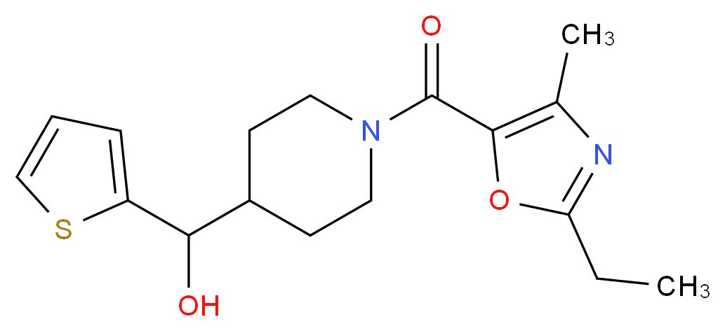 {1-[(2-ethyl-4-methyl-1,3-oxazol-5-yl)carbonyl]piperidin-4-yl}(2-thienyl)methanol_Molecular_structure_CAS_)