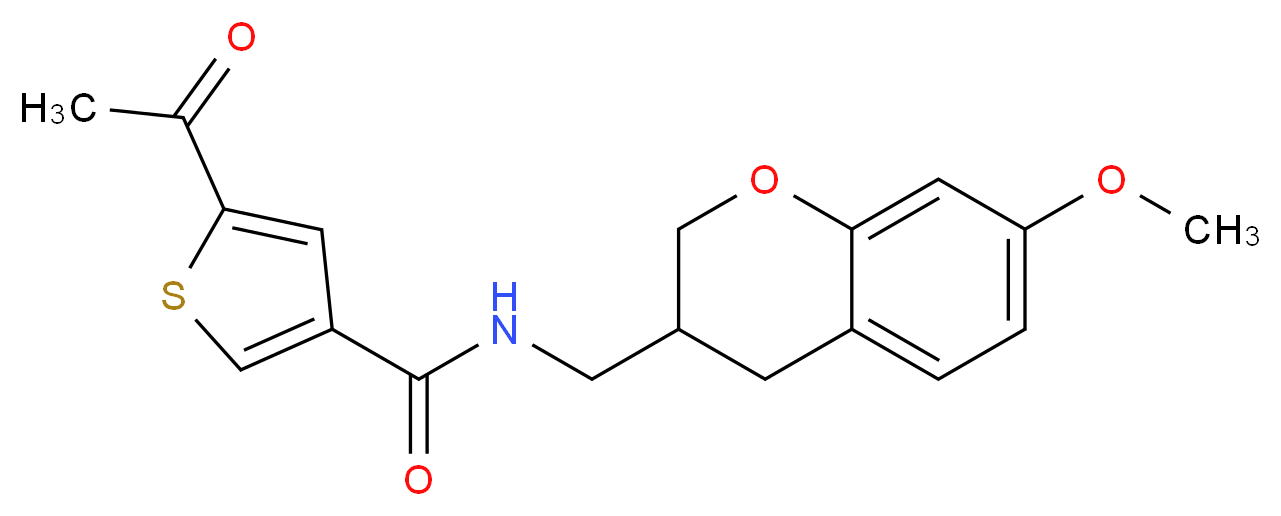 5-acetyl-N-[(7-methoxy-3,4-dihydro-2H-chromen-3-yl)methyl]thiophene-3-carboxamide_Molecular_structure_CAS_)