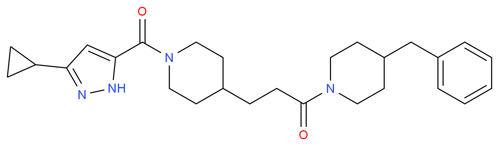 4-benzyl-1-(3-{1-[(3-cyclopropyl-1H-pyrazol-5-yl)carbonyl]-4-piperidinyl}propanoyl)piperidine_Molecular_structure_CAS_)