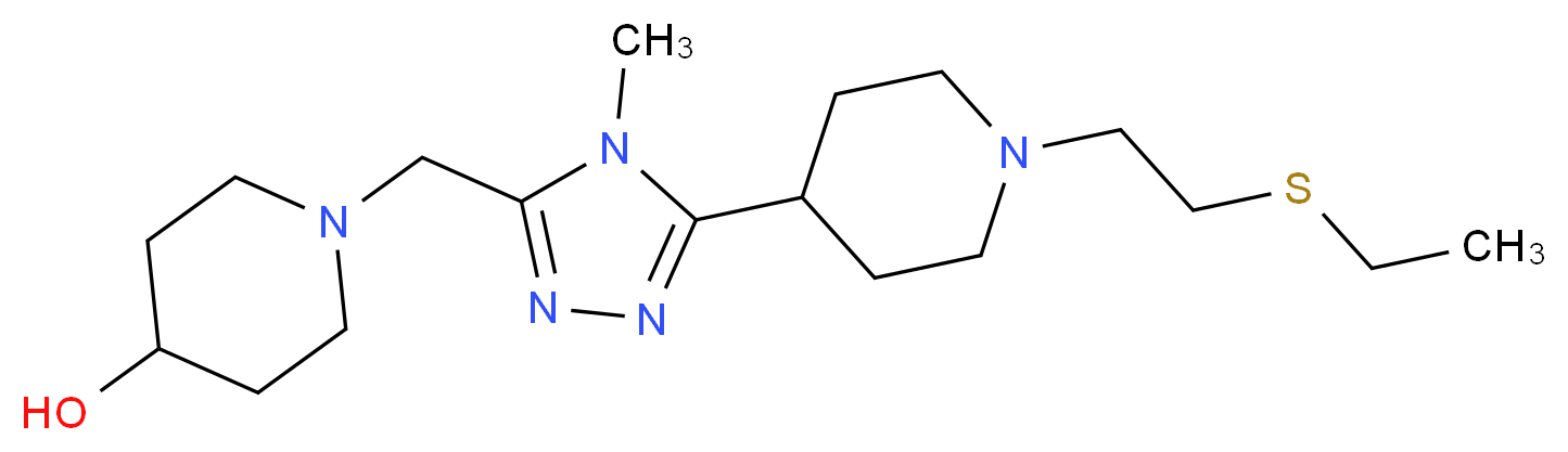 1-[(5-{1-[2-(ethylthio)ethyl]piperidin-4-yl}-4-methyl-4H-1,2,4-triazol-3-yl)methyl]piperidin-4-ol_Molecular_structure_CAS_)