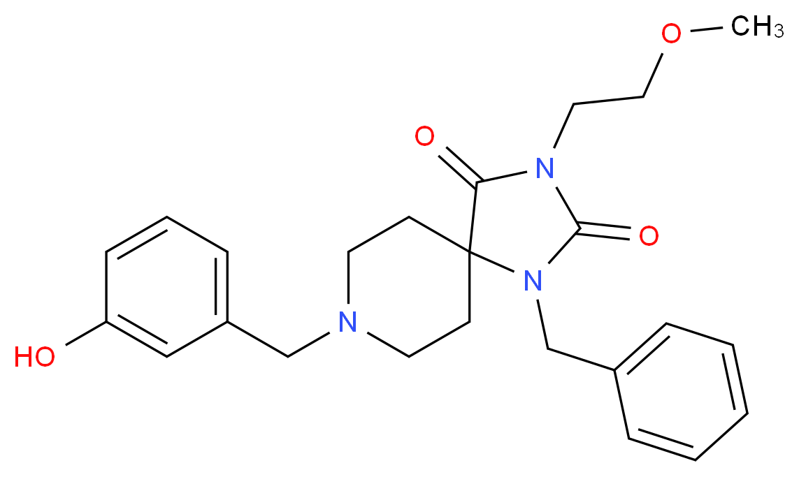 1-benzyl-8-(3-hydroxybenzyl)-3-(2-methoxyethyl)-1,3,8-triazaspiro[4.5]decane-2,4-dione_Molecular_structure_CAS_)