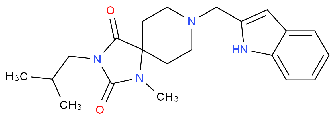 8-(1H-indol-2-ylmethyl)-3-isobutyl-1-methyl-1,3,8-triazaspiro[4.5]decane-2,4-dione_Molecular_structure_CAS_)