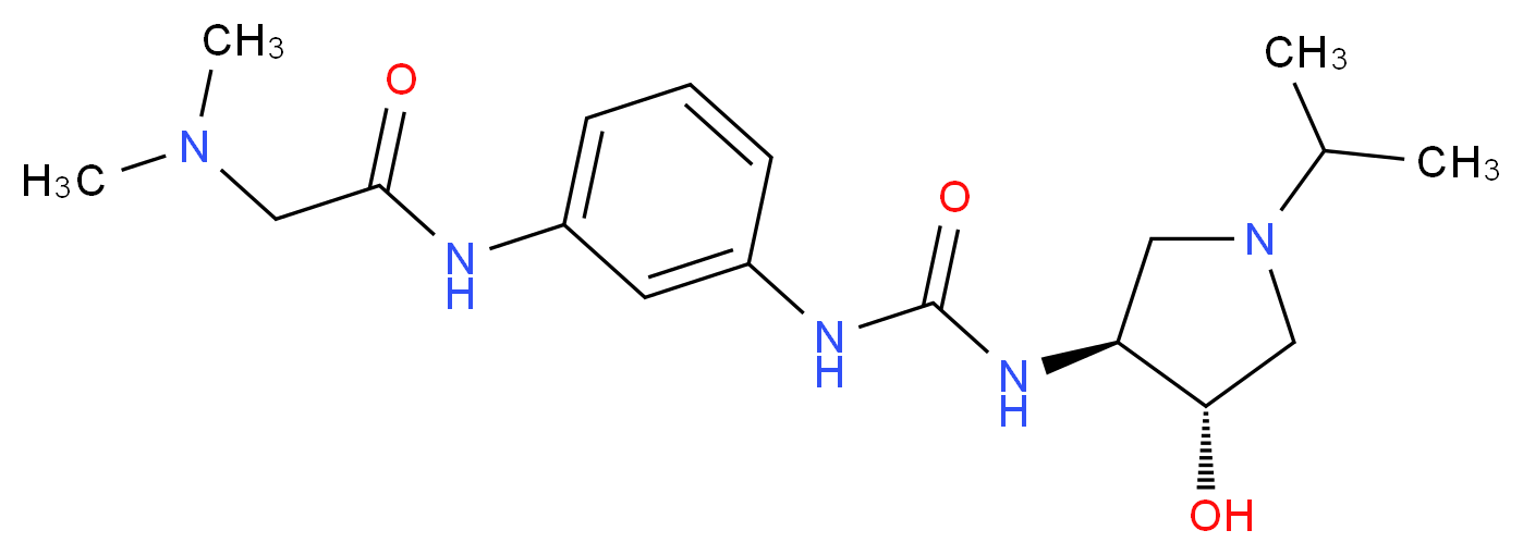 N~1~-{3-[({[(3S*,4S*)-4-hydroxy-1-isopropylpyrrolidin-3-yl]amino}carbonyl)amino]phenyl}-N~2~,N~2~-dimethylglycinamide_Molecular_structure_CAS_)