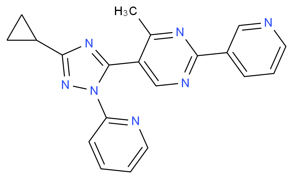 5-(3-cyclopropyl-1-pyridin-2-yl-1H-1,2,4-triazol-5-yl)-4-methyl-2-pyridin-3-ylpyrimidine_Molecular_structure_CAS_)