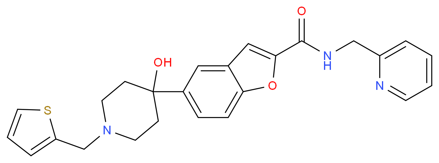 5-[4-hydroxy-1-(2-thienylmethyl)-4-piperidinyl]-N-(2-pyridinylmethyl)-1-benzofuran-2-carboxamide_Molecular_structure_CAS_)
