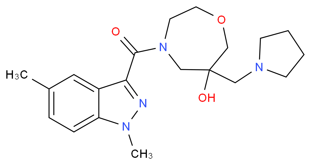 4-[(1,5-dimethyl-1H-indazol-3-yl)carbonyl]-6-(pyrrolidin-1-ylmethyl)-1,4-oxazepan-6-ol_Molecular_structure_CAS_)