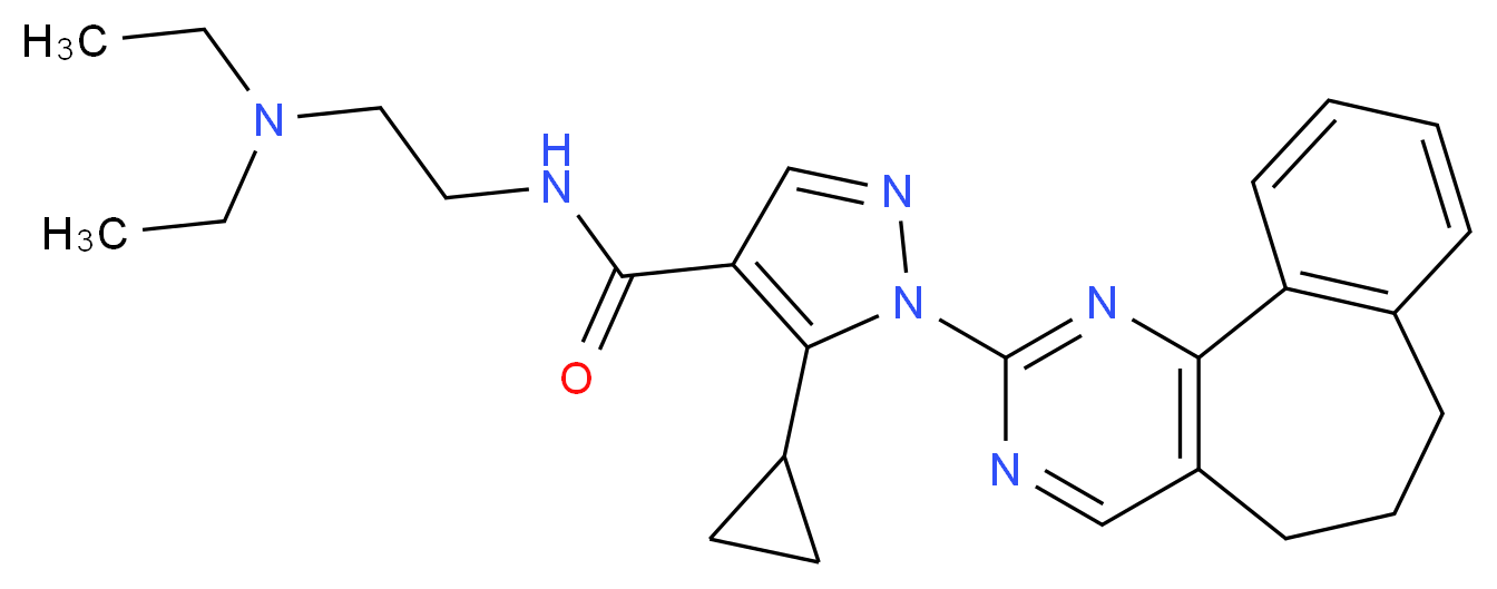 5-cyclopropyl-N-[2-(diethylamino)ethyl]-1-(6,7-dihydro-5H-benzo[6,7]cyclohepta[1,2-d]pyrimidin-2-yl)-1H-pyrazole-4-carboxamide_Molecular_structure_CAS_)