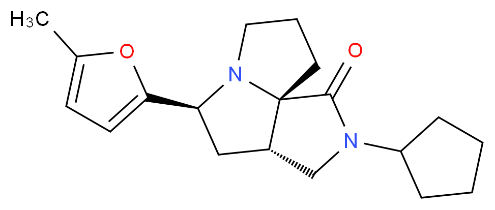 (3aS*,5S*,9aS*)-2-cyclopentyl-5-(5-methyl-2-furyl)hexahydro-7H-pyrrolo[3,4-g]pyrrolizin-1(2H)-one_Molecular_structure_CAS_)