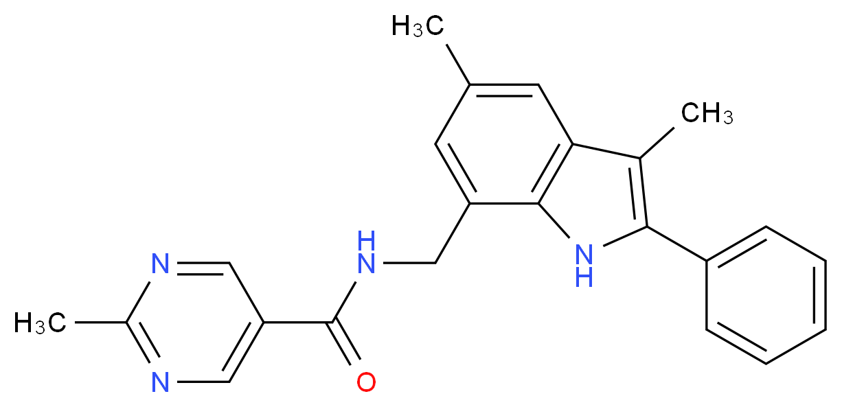 N-[(3,5-dimethyl-2-phenyl-1H-indol-7-yl)methyl]-2-methylpyrimidine-5-carboxamide_Molecular_structure_CAS_)