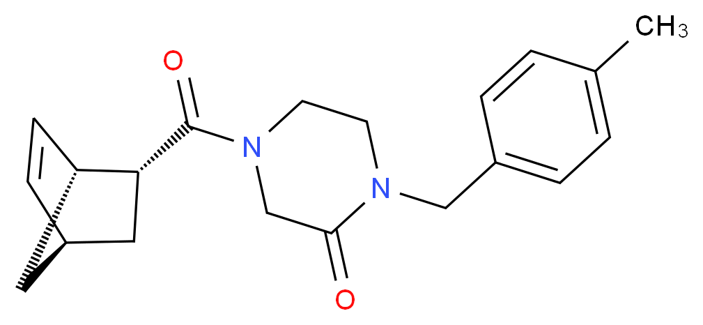 4-[(1R*,2R*,4R*)-bicyclo[2.2.1]hept-5-en-2-ylcarbonyl]-1-(4-methylbenzyl)piperazin-2-one_Molecular_structure_CAS_)