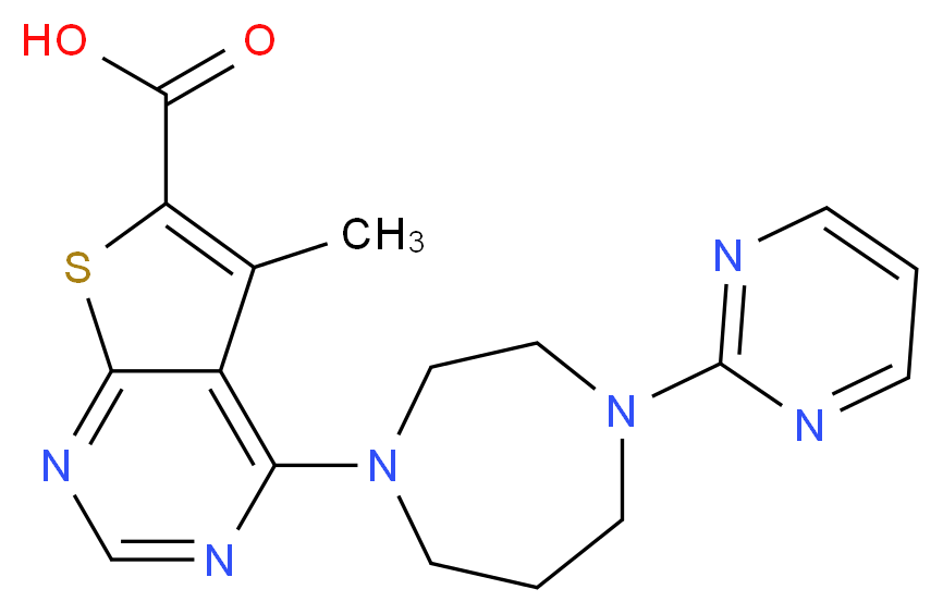 5-methyl-4-(4-pyrimidin-2-yl-1,4-diazepan-1-yl)thieno[2,3-d]pyrimidine-6-carboxylic acid_Molecular_structure_CAS_)