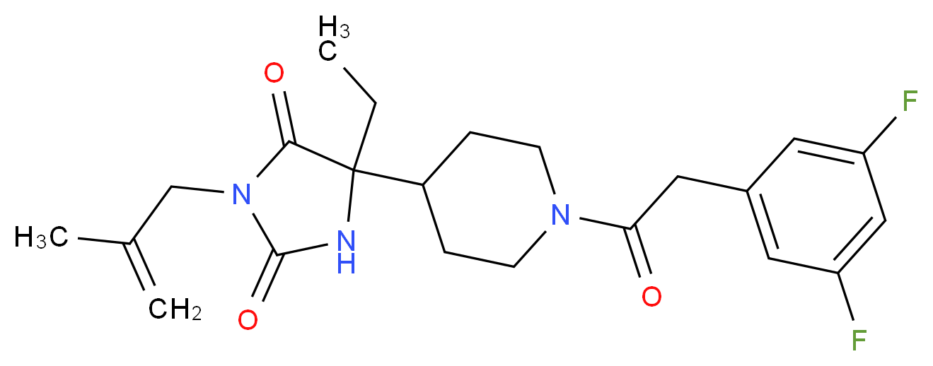 5-{1-[(3,5-difluorophenyl)acetyl]-4-piperidinyl}-5-ethyl-3-(2-methyl-2-propen-1-yl)-2,4-imidazolidinedione_Molecular_structure_CAS_)
