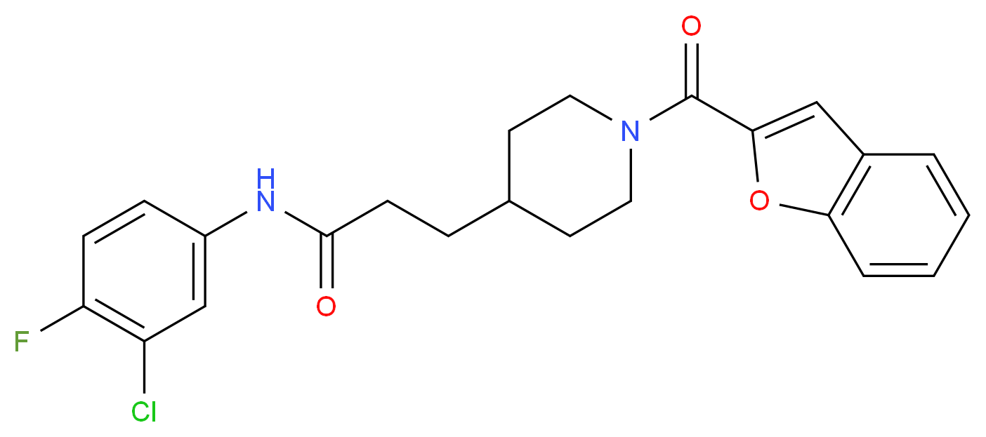 3-[1-(1-benzofuran-2-ylcarbonyl)-4-piperidinyl]-N-(3-chloro-4-fluorophenyl)propanamide_Molecular_structure_CAS_)