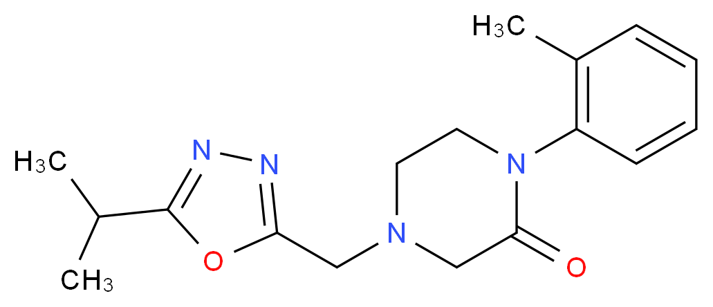 4-[(5-isopropyl-1,3,4-oxadiazol-2-yl)methyl]-1-(2-methylphenyl)-2-piperazinone_Molecular_structure_CAS_)