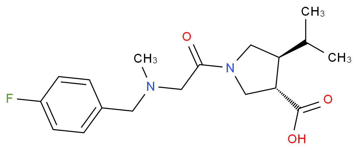(3S*,4S*)-1-[N-(4-fluorobenzyl)-N-methylglycyl]-4-isopropyl-3-pyrrolidinecarboxylic acid_Molecular_structure_CAS_)
