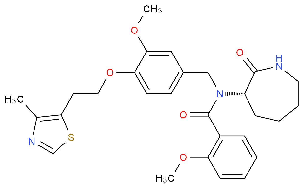 2-methoxy-N-{3-methoxy-4-[2-(4-methyl-1,3-thiazol-5-yl)ethoxy]benzyl}-N-[(3S)-2-oxo-3-azepanyl]benzamide_Molecular_structure_CAS_)