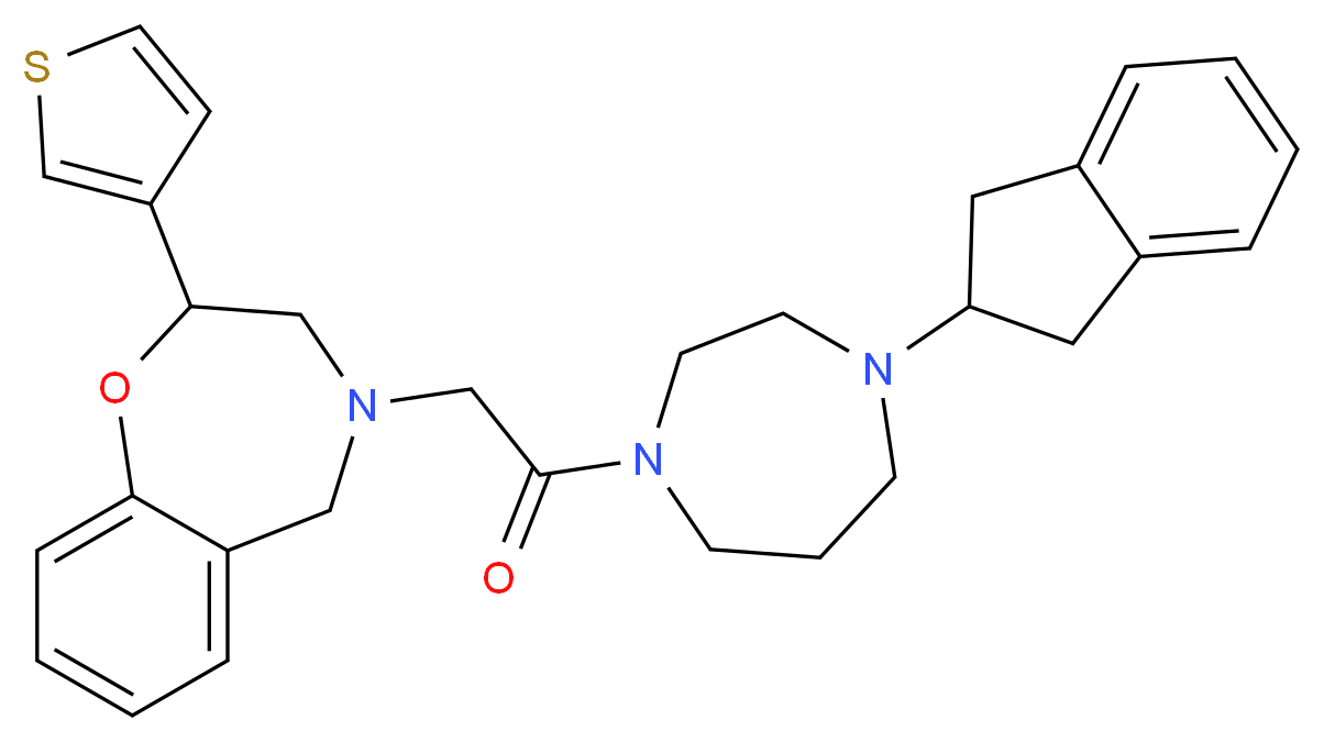 4-{2-[4-(2,3-dihydro-1H-inden-2-yl)-1,4-diazepan-1-yl]-2-oxoethyl}-2-(3-thienyl)-2,3,4,5-tetrahydro-1,4-benzoxazepine_Molecular_structure_CAS_)