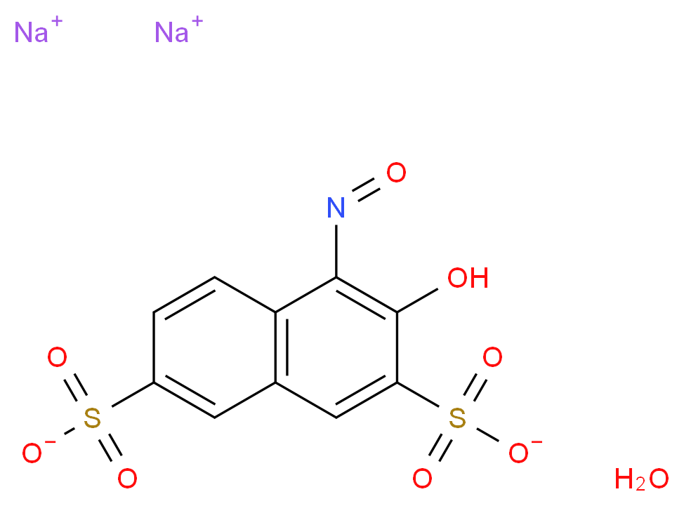 1-Nitroso-2-naphthol-3,6-disulfonic acid disodium salt hydrate_Molecular_structure_CAS_525-05-3(anhydrous))