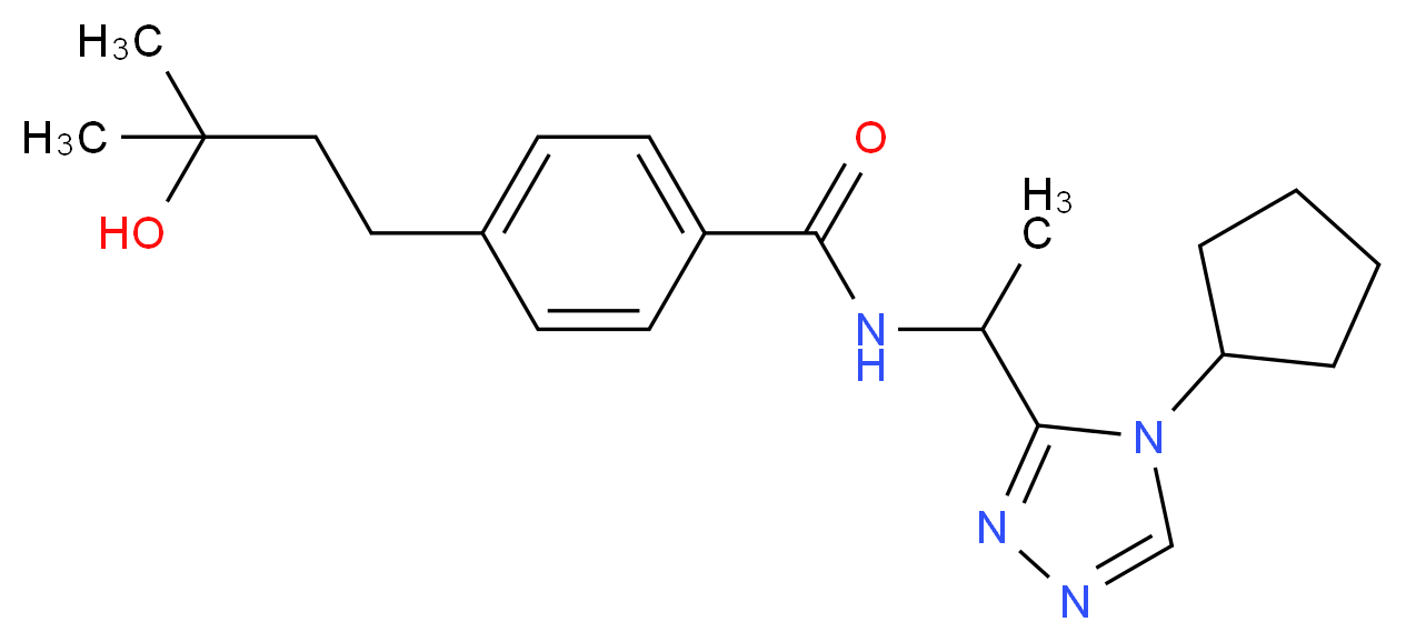 N-[1-(4-cyclopentyl-4H-1,2,4-triazol-3-yl)ethyl]-4-(3-hydroxy-3-methylbutyl)benzamide_Molecular_structure_CAS_)