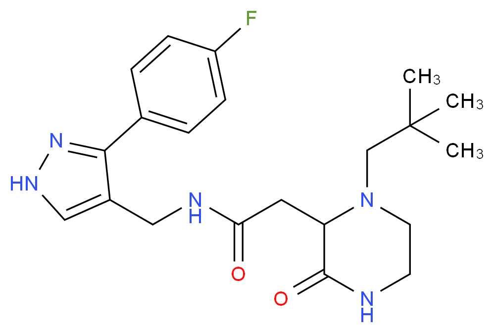 2-[1-(2,2-dimethylpropyl)-3-oxo-2-piperazinyl]-N-{[3-(4-fluorophenyl)-1H-pyrazol-4-yl]methyl}acetamide_Molecular_structure_CAS_)