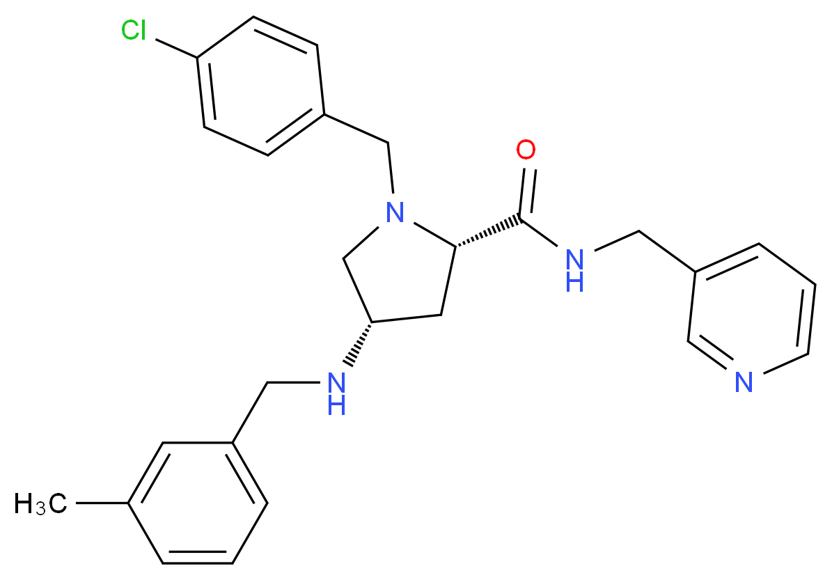 (4S)-1-(4-chlorobenzyl)-4-[(3-methylbenzyl)amino]-N-(3-pyridinylmethyl)-L-prolinamide_Molecular_structure_CAS_)