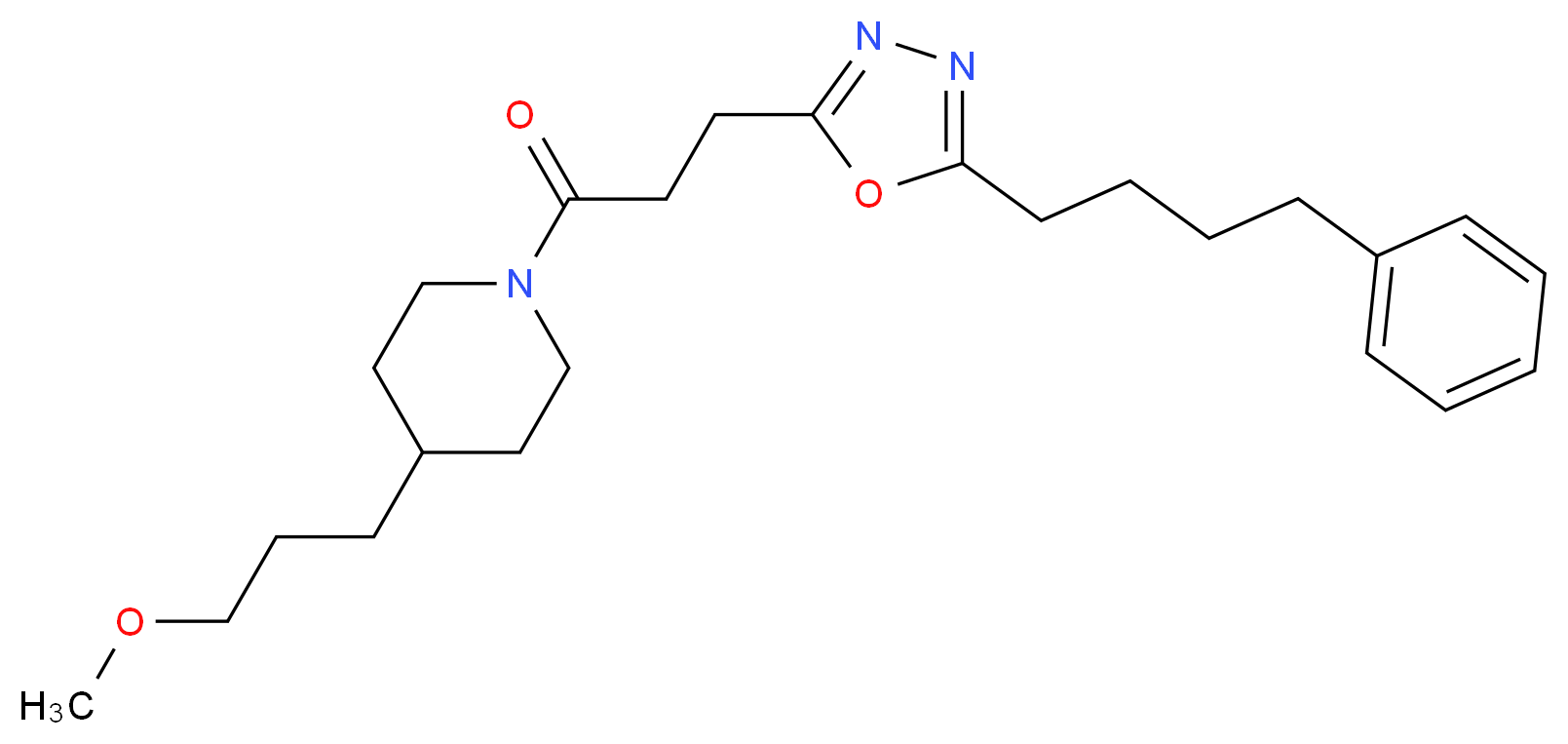 4-(3-methoxypropyl)-1-{3-[5-(4-phenylbutyl)-1,3,4-oxadiazol-2-yl]propanoyl}piperidine_Molecular_structure_CAS_)