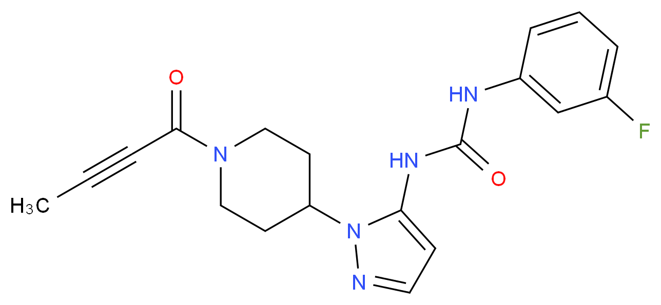 N-{1-[1-(2-butynoyl)-4-piperidinyl]-1H-pyrazol-5-yl}-N'-(3-fluorophenyl)urea_Molecular_structure_CAS_)