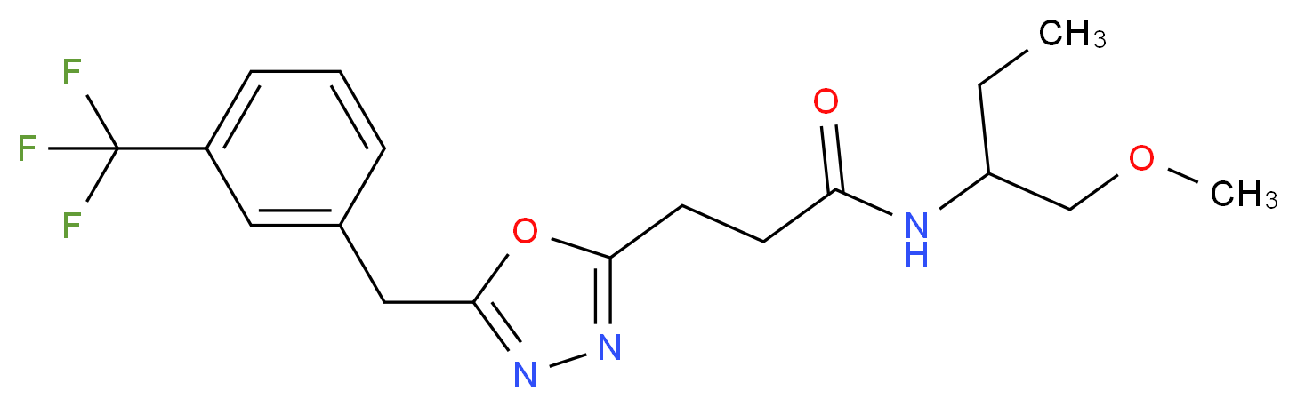 N-[1-(methoxymethyl)propyl]-3-{5-[3-(trifluoromethyl)benzyl]-1,3,4-oxadiazol-2-yl}propanamide_Molecular_structure_CAS_)