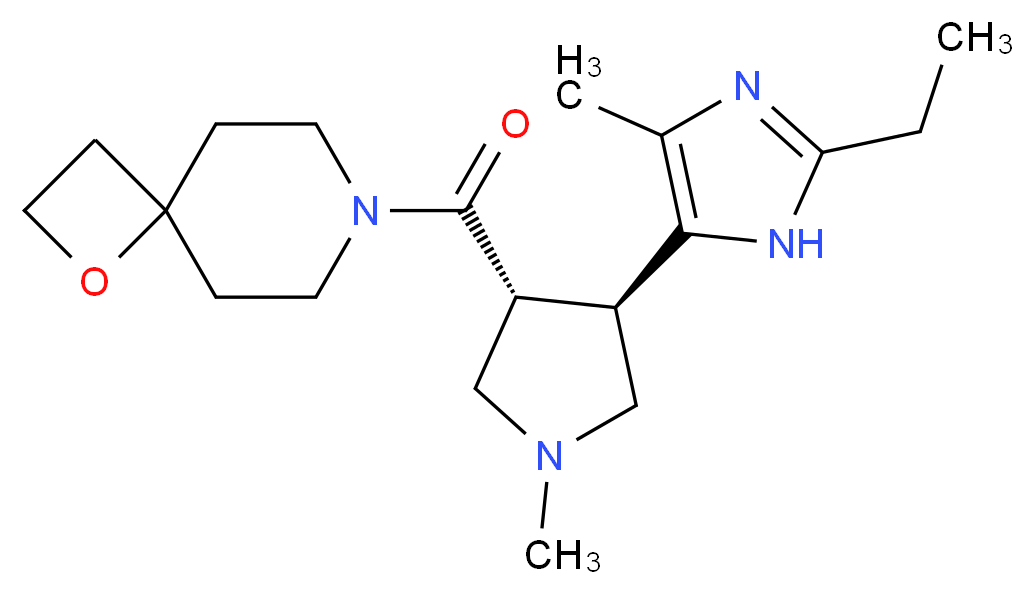 7-{[(3R*,4R*)-4-(2-ethyl-4-methyl-1H-imidazol-5-yl)-1-methylpyrrolidin-3-yl]carbonyl}-1-oxa-7-azaspiro[3.5]nonane_Molecular_structure_CAS_)