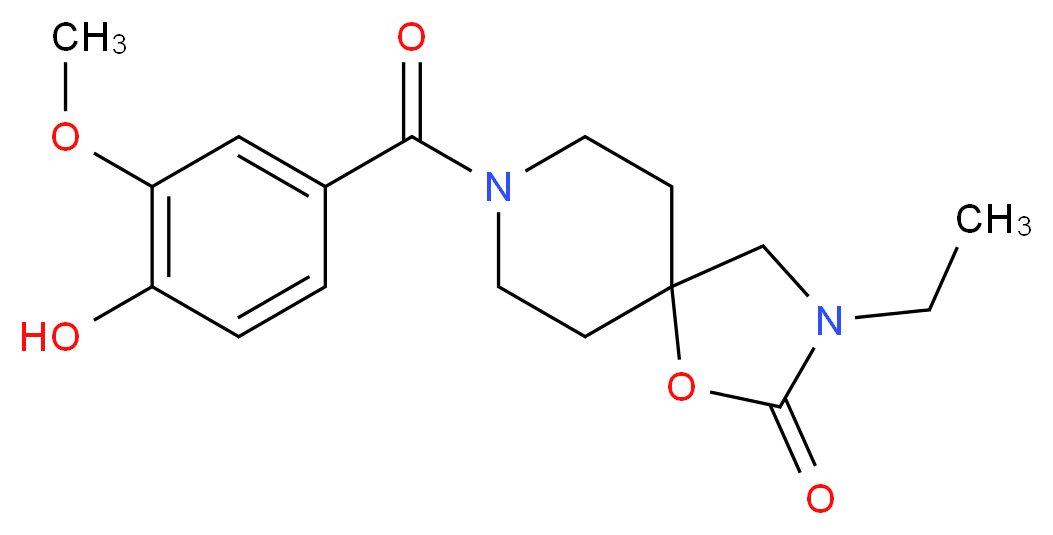 3-ethyl-8-(4-hydroxy-3-methoxybenzoyl)-1-oxa-3,8-diazaspiro[4.5]decan-2-one_Molecular_structure_CAS_)