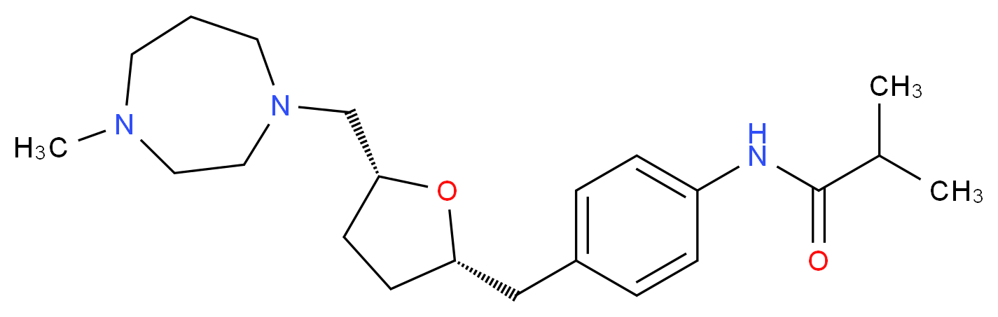 2-methyl-N-[4-({(2S*,5R*)-5-[(4-methyl-1,4-diazepan-1-yl)methyl]tetrahydrofuran-2-yl}methyl)phenyl]propanamide_Molecular_structure_CAS_)