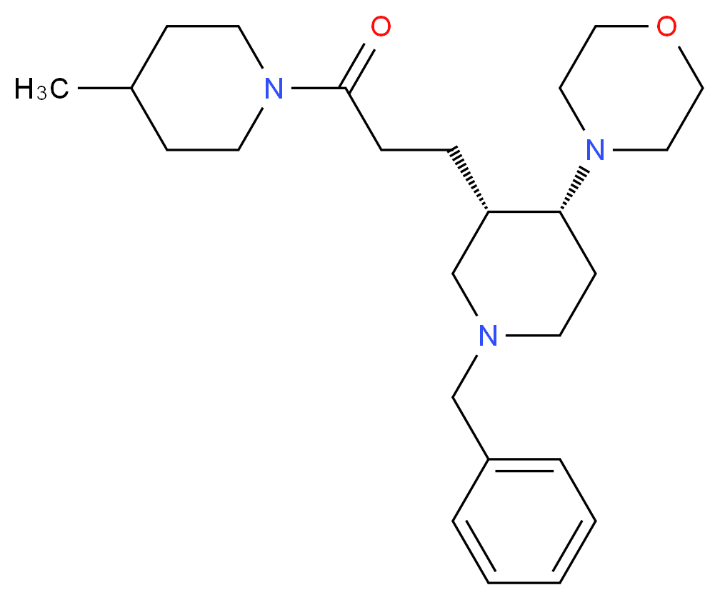 4-{(3S*,4R*)-1-benzyl-3-[3-(4-methyl-1-piperidinyl)-3-oxopropyl]-4-piperidinyl}morpholine_Molecular_structure_CAS_)