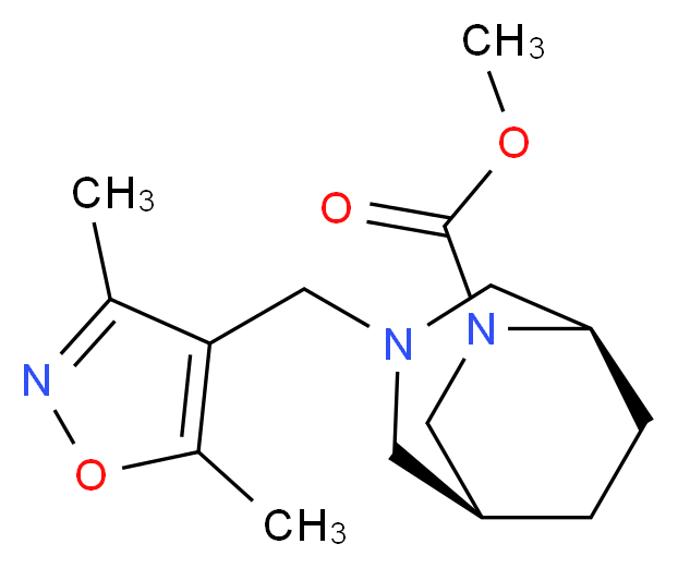 methyl (1S*,5R*)-3-[(3,5-dimethyl-4-isoxazolyl)methyl]-3,6-diazabicyclo[3.2.2]nonane-6-carboxylate_Molecular_structure_CAS_)