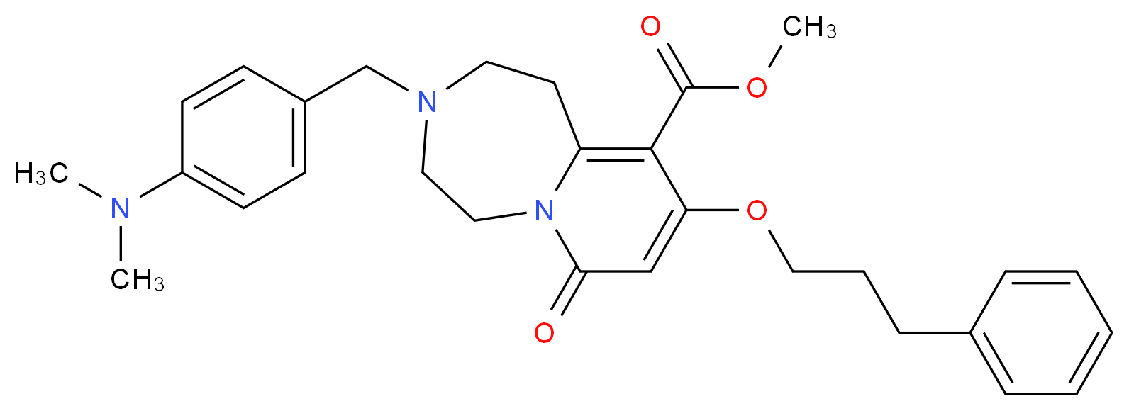 methyl 3-[4-(dimethylamino)benzyl]-7-oxo-9-(3-phenylpropoxy)-1,2,3,4,5,7-hexahydropyrido[1,2-d][1,4]diazepine-10-carboxylate_Molecular_structure_CAS_)