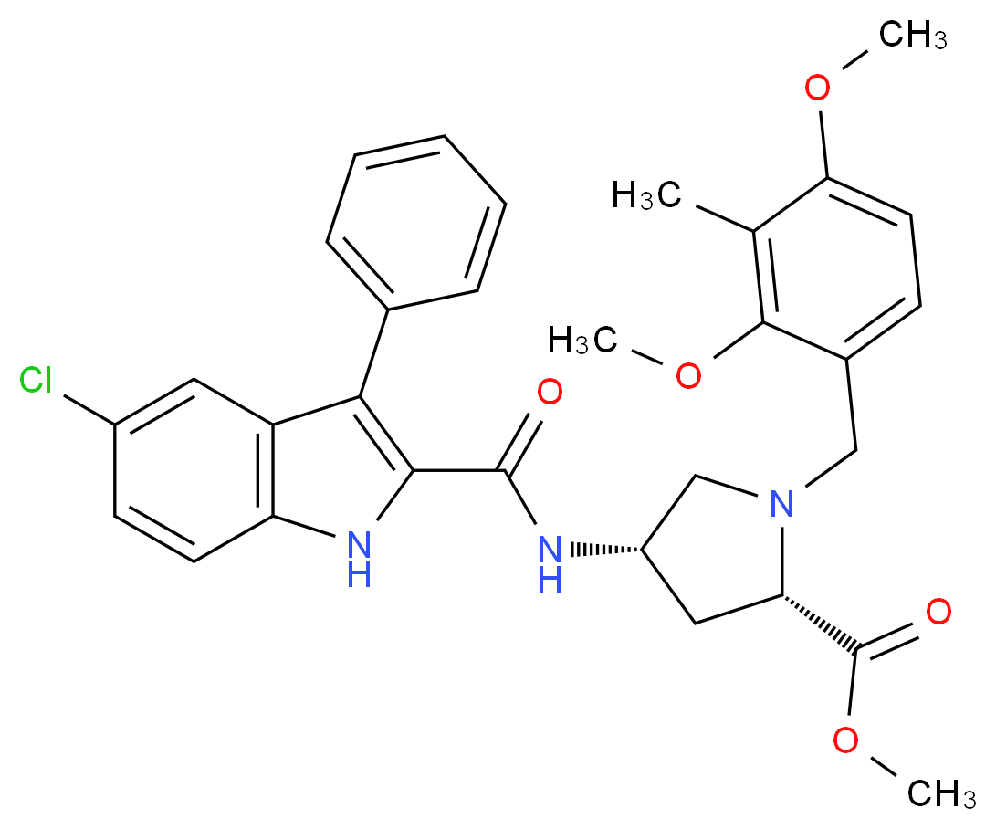 methyl (4S)-4-{[(5-chloro-3-phenyl-1H-indol-2-yl)carbonyl]amino}-1-(2,4-dimethoxy-3-methylbenzyl)-L-prolinate_Molecular_structure_CAS_)